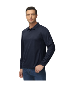 Męska Koszulka Polo Długi Rękaw do Golfa Taktyczna Stylowa Granatowa L
