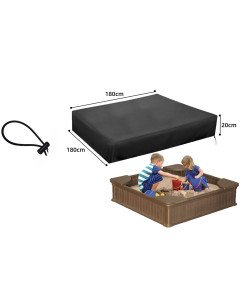 Plandeka Pokrowiec Ochronny na Piaskownicę Wodoszczelna Czarna 180x180 cm
