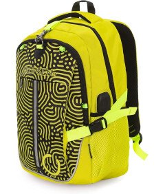Plecak Dziecięcy Odpinana Siatka na Piłki Kaski Port USB Sportowy Żółty