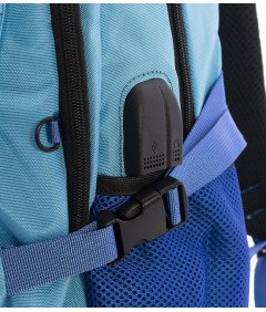 Plecak Dziecięcy Odpinana Siatka na Piłki Kaski Port USB Sportowy Niebieski