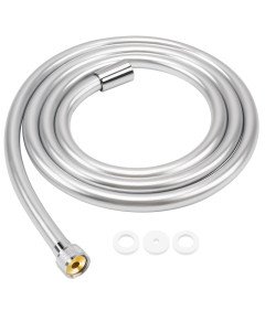 Wąż Prysznicowy PCV Gumowy Elastyczny Anty Skrętowy Gładki 1/2' Srebrny 2 m