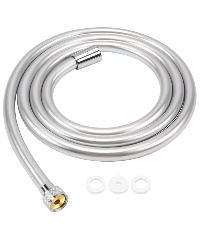 Wąż Prysznicowy PCV Gumowy Elastyczny Anty Skrętowy Gładki 1/2' Srebrny 2 m