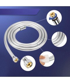 Wąż Prysznicowy PCV Gumowy Elastyczny Anty Skrętowy Gładki 1/2' Srebrny 2 m