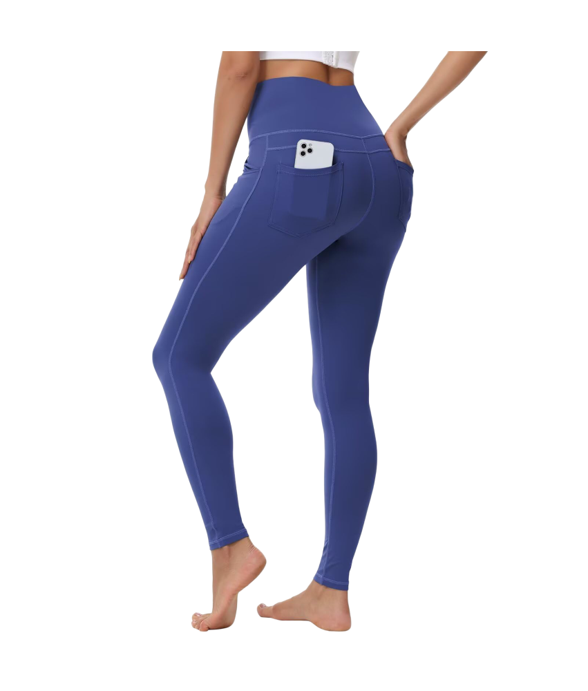 Damskie Legginsty 3/4 do Jogi Ćwiczeń Sportowe Wysoki Stan Granatowe M