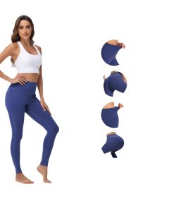 Damskie Legginsty 3/4 do Jogi Ćwiczeń Sportowe Wysoki Stan Granatowe S