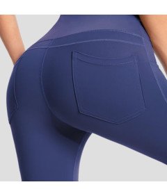 Damskie Legginsty 3/4 do Jogi Ćwiczeń Sportowe Wysoki Stan Granatowe S