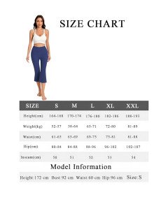 Damskie Legginsty 3/4 do Jogi Ćwiczeń Sportowe Wysoki Stan Granatowe S