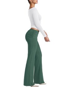 REORIA Spodnie Damskie Legginsy Eleganckie Szerokie Nogawki Zielone XXL