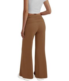 REORIA Spodnie Damskie Legginsy Eleganckie Szerokie Nogawki Brązowe S