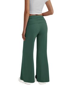 REORIA Spodnie Damskie Legginsy Eleganckie Szerokie Nogawki Zielone S