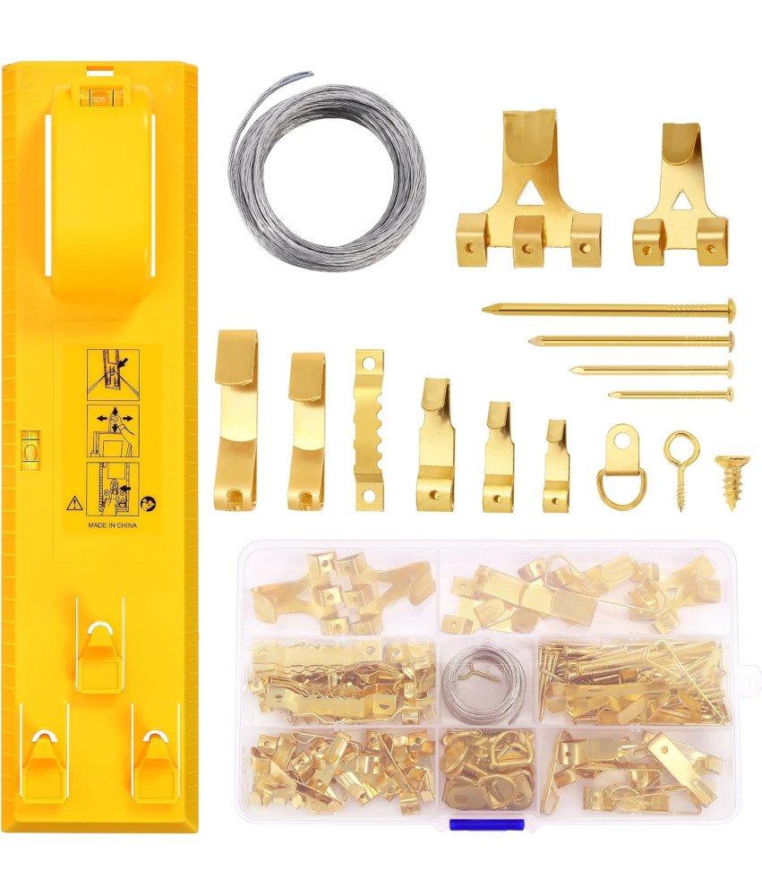 Zestaw Haczyków Haczyki Wieszaki Uchwyty Gwoździe Poziomica 224 Elementy