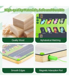 Zabawka Tablica Drewniana Parking do Nauki Literek z Magnetycznymi Autkami