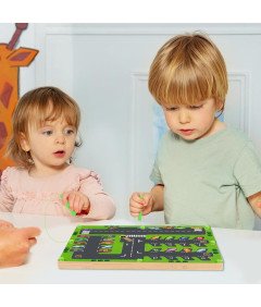Zabawka Tablica Drewniana Parking do Nauki Literek z Magnetycznymi Autkami