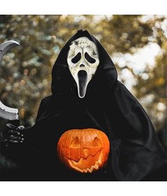 Maska Ghostface Lateksowa z Kapturem Przebranie Halloween Krzyk Cosplay