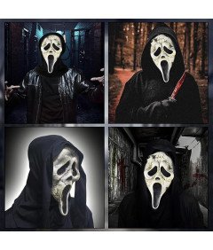 Maska Ghostface Lateksowa z Kapturem Przebranie Halloween Krzyk Cosplay