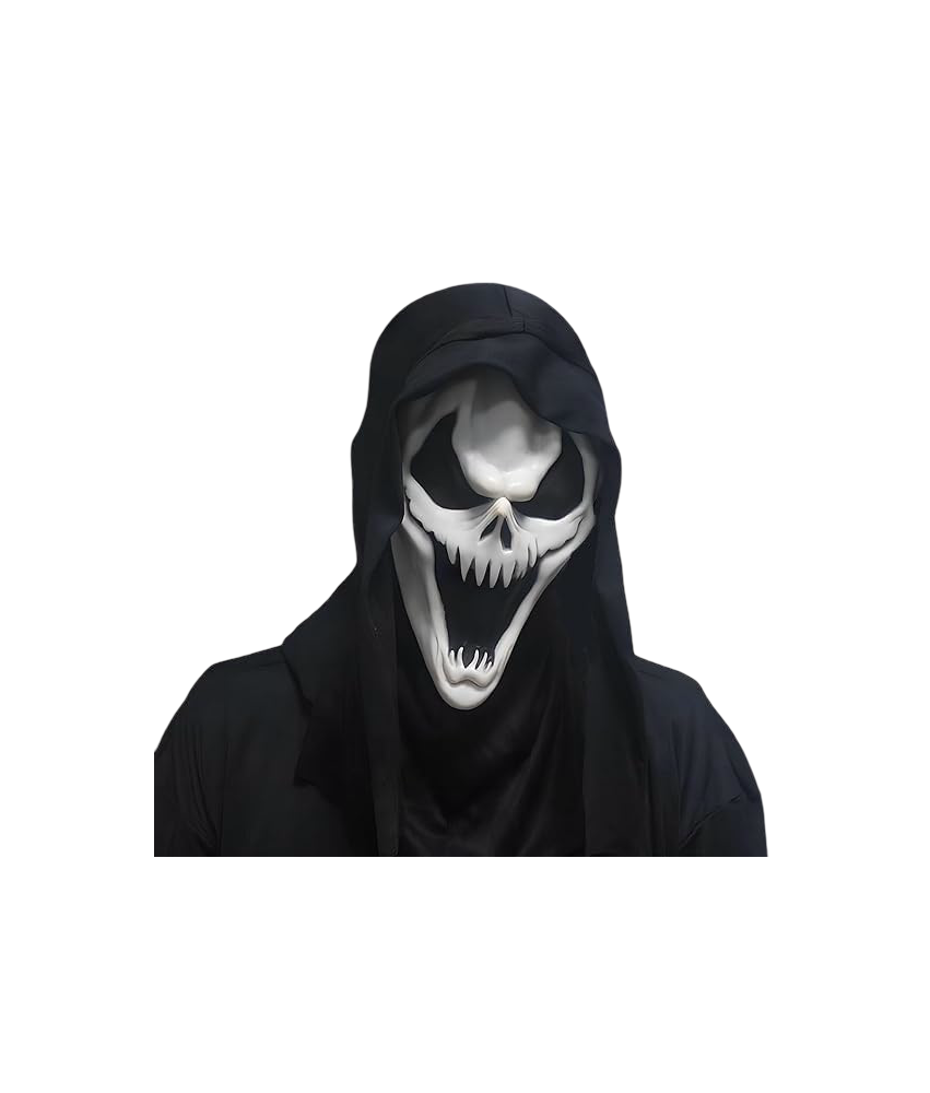 Maska Ghostface Lateksowa z Kapturem Przebranie Halloween Krzyk Cosplay