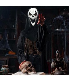 Maska Ghostface Lateksowa z Kapturem Przebranie Halloween Krzyk Cosplay