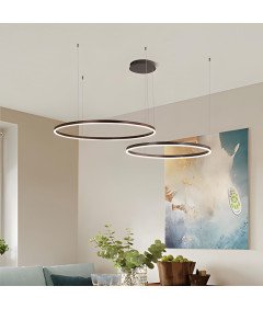 YYUTLUO Nowoczesny Żyrandol LED DIY 2 Brązowe Pierścienie, Pilot 40+60 cm