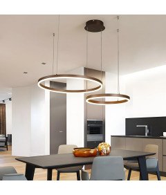 YYUTLUO Nowoczesny Żyrandol LED DIY 2 Brązowe Pierścienie, Pilot 40+60 cm