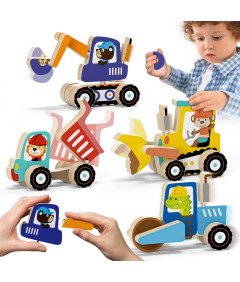 Zabawka Edukacyjna Montessori dla Dzieci 3+ Magnetyczne Klocki Plac Budowy