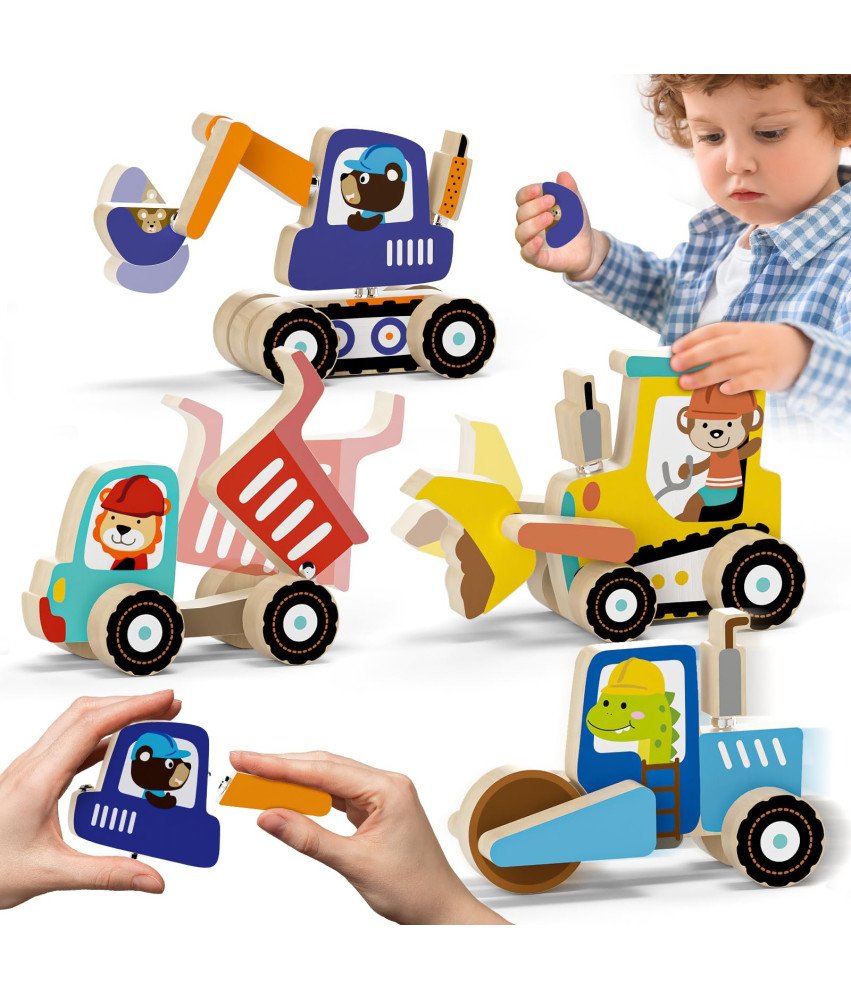 Zabawka Edukacyjna Montessori dla Dzieci 3+ Magnetyczne Klocki Plac Budowy