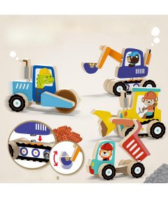 Zabawka Edukacyjna Montessori dla Dzieci 3+ Magnetyczne Klocki Plac Budowy