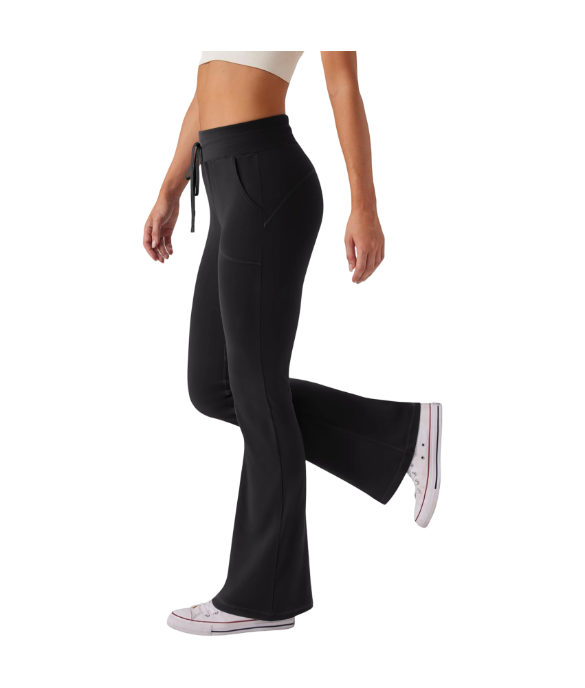 Damskie Legginsy Dzwony Spodnie do Jogi Ćwiczeń Treningowe Czarne S