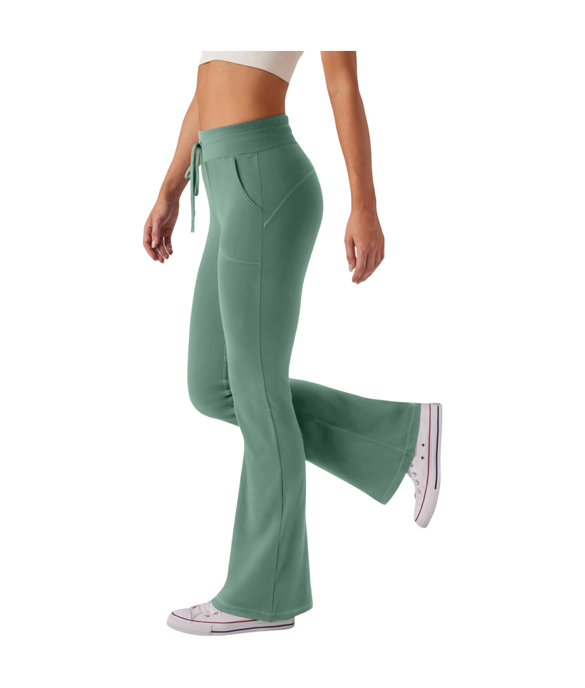Damskie Legginsy Dzwony Spodnie do Jogi Ćwiczeń Treningowe Zielone L