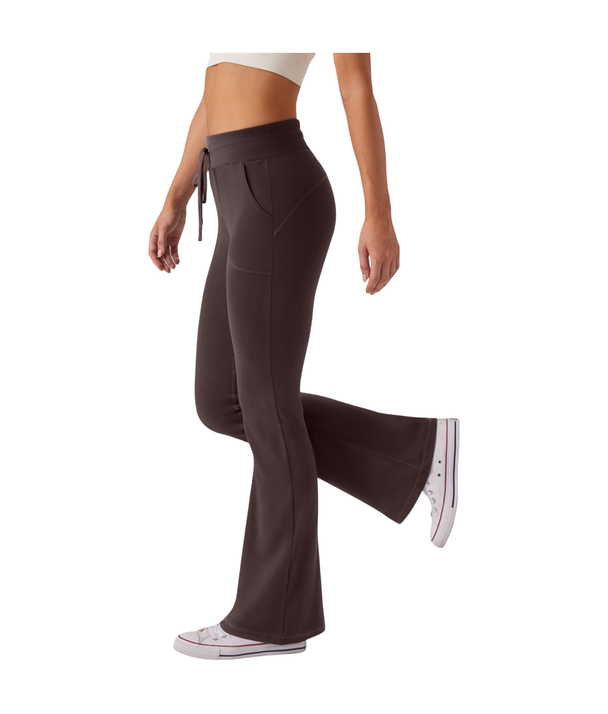 Damskie Legginsy Dzwony Spodnie do Jogi Ćwiczeń Treningowe Brązowe L