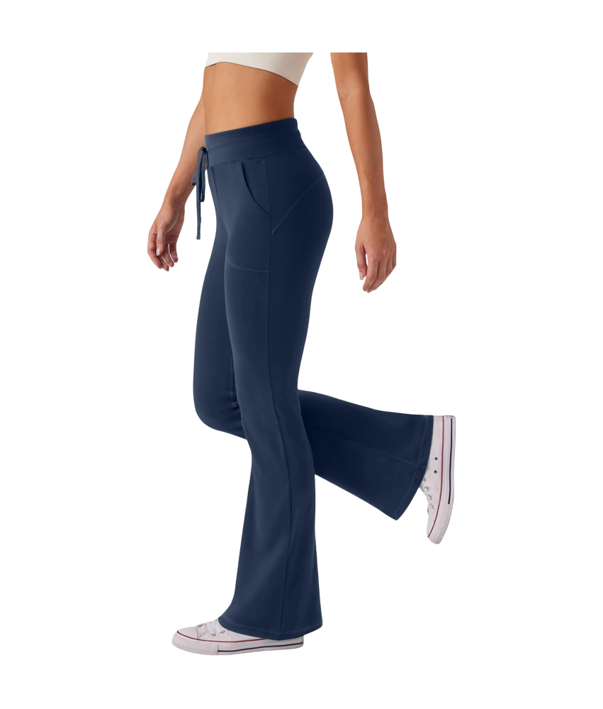 Damskie Legginsy Dzwony Spodnie do Jogi Ćwiczeń Treningowe Granatowe M