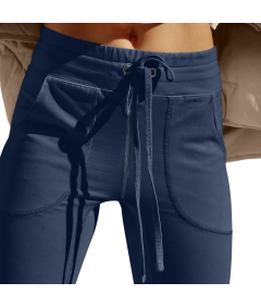 Damskie Legginsy Dzwony Spodnie do Jogi Ćwiczeń Treningowe Granatowe M