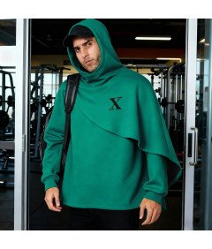 Bluza z Kapturem Poncho z Peleryną Oversize Cosplay Unisex Zielona 3XL