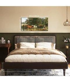 Obraz na Płótnie Krowy Piją Wodę 50x100 cm Duża Sztuka Ścienna Estetyczna