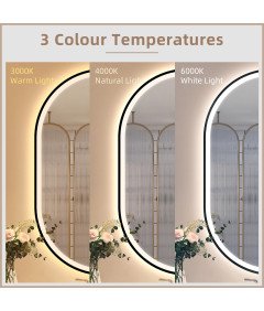 STARLEAD Lustro Łazienkowe Czarne Owalne LED Bluetooth Bezmgielne 90x60 cm