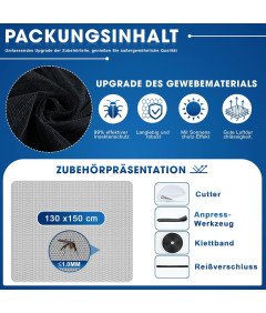 Moskitiera Samoprzylepna na Okna Dachowe 130x150 cm Zestaw 4 Sztuki Czarna