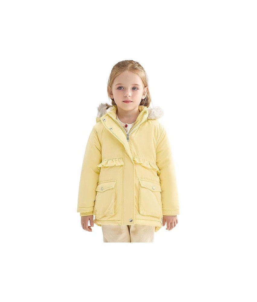 SOLOCOTE Kurtka Dziewczęca z Kapturem Zimowa Wodoodporna Żółta Dzieci 6 Lat