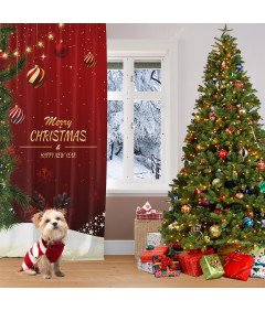 Zasłony Zaciemniające Świąteczne Renifer Czerwone 140 x 225 cm 2 szt