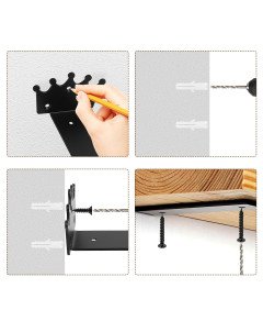 Wspornik Uchwyt do Półek Ściennych Korona Retro Vintage Czarne 15 cm 4 szt