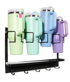 Organizer Uchwyt Ociekacz na Kubki Stanley Magnetyczny 5 Haczyków Czarny