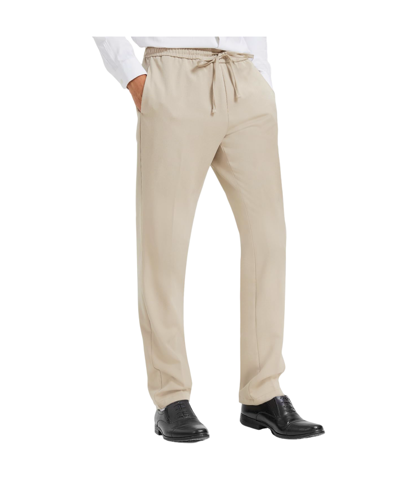 Męskie Spodnie Garniturowe Materiałowe Casualowe Chino Regular Fit Beżowe XL