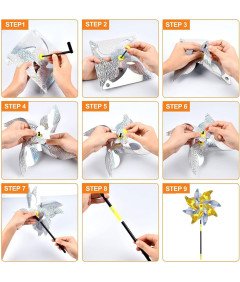 Shengruili Wiatrak Odstraszacz Ptaków 10 sztuk 52 cm