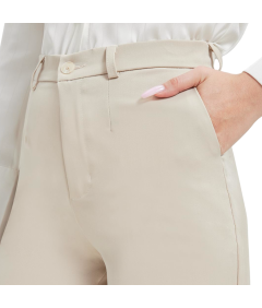 Damskie Spodnie Garniturowe Materiałowe Długie Nogawki Vintage Beżowe 3XL