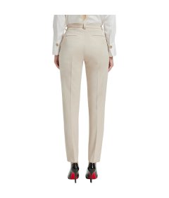 Damskie Spodnie Garniturowe Materiałowe Długie Nogawki Modne Beżowe 3XL