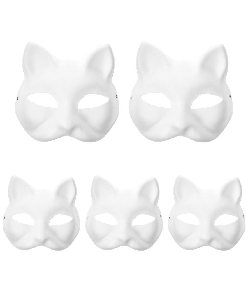 Maski Kota do Malowania DIY Teatralne Przebranie Kostium Strój Zestaw 5 szt
