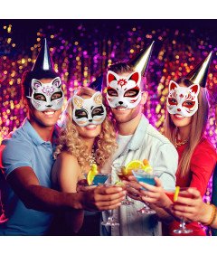 Maski Kota do Malowania DIY Teatralne Przebranie Kostium Strój Zestaw 5 szt