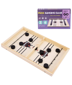 Gra Cymbergaj Piłkarzyki Sling Puck Hokej Stołowy Drewniana 2 Graczy