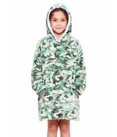 Koc Bluza 2w1 Kocobluza Oversize z Kapturem Ciepła Miękka Dziecięca Zielona