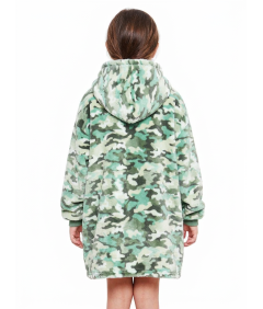 Koc Bluza 2w1 Kocobluza Oversize z Kapturem Ciepła Miękka Dziecięca Zielona