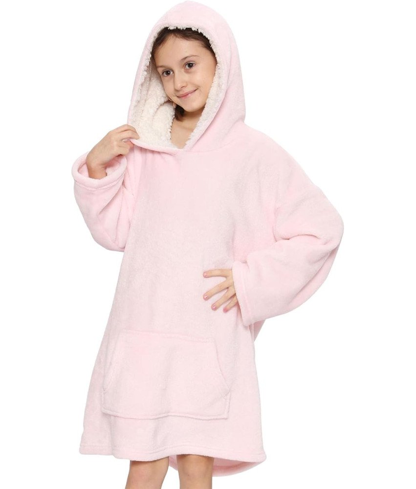 Koc Bluza 2w1 Kocobluza Oversize z Kapturem Ciepła Miękka Dziecięca Różowa