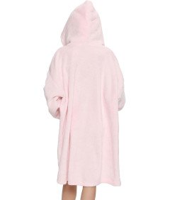 Koc Bluza 2w1 Kocobluza Oversize z Kapturem Ciepła Miękka Dziecięca Różowa